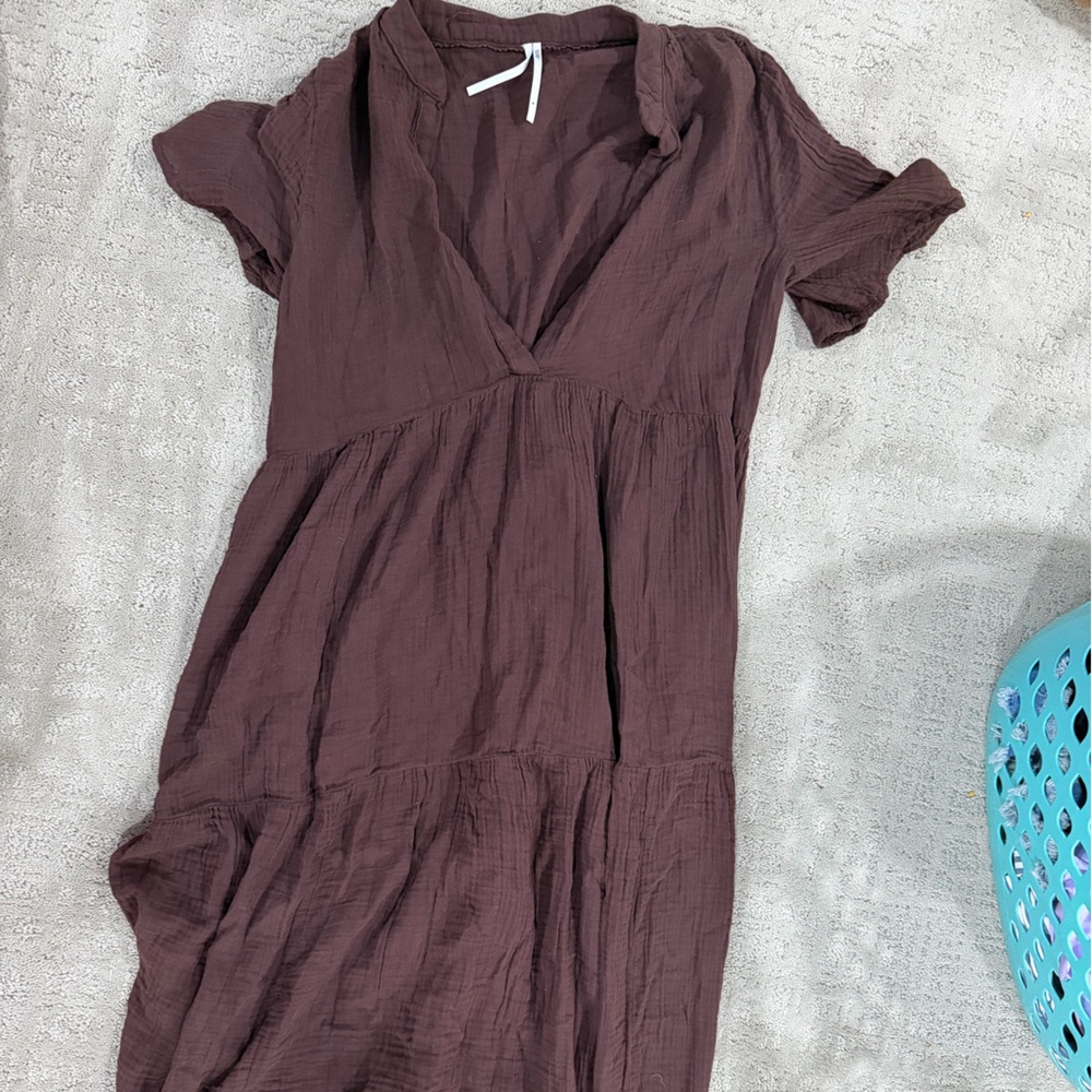 Anthropologie brown linen coverup/dress